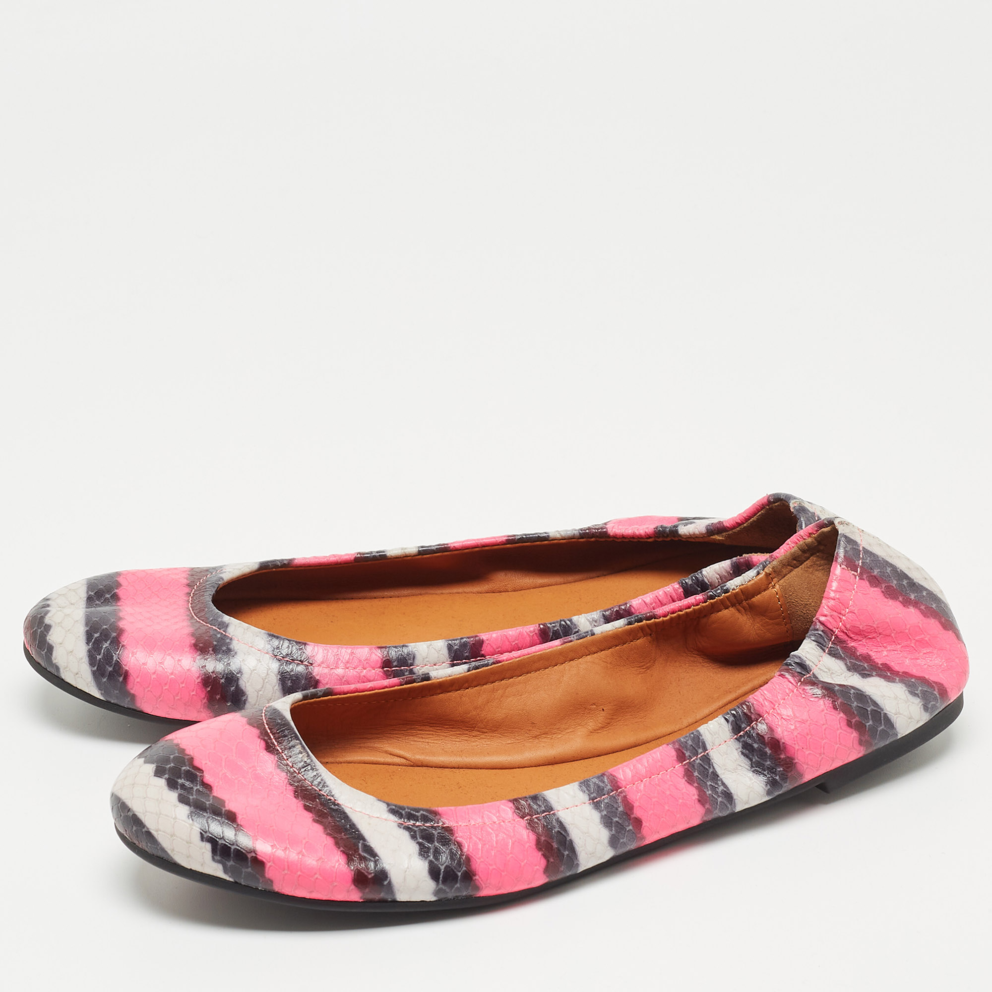 

Marc by Marc Jacobs Tricolor Embossed Snakeskin Ballet Flats Size, Pink