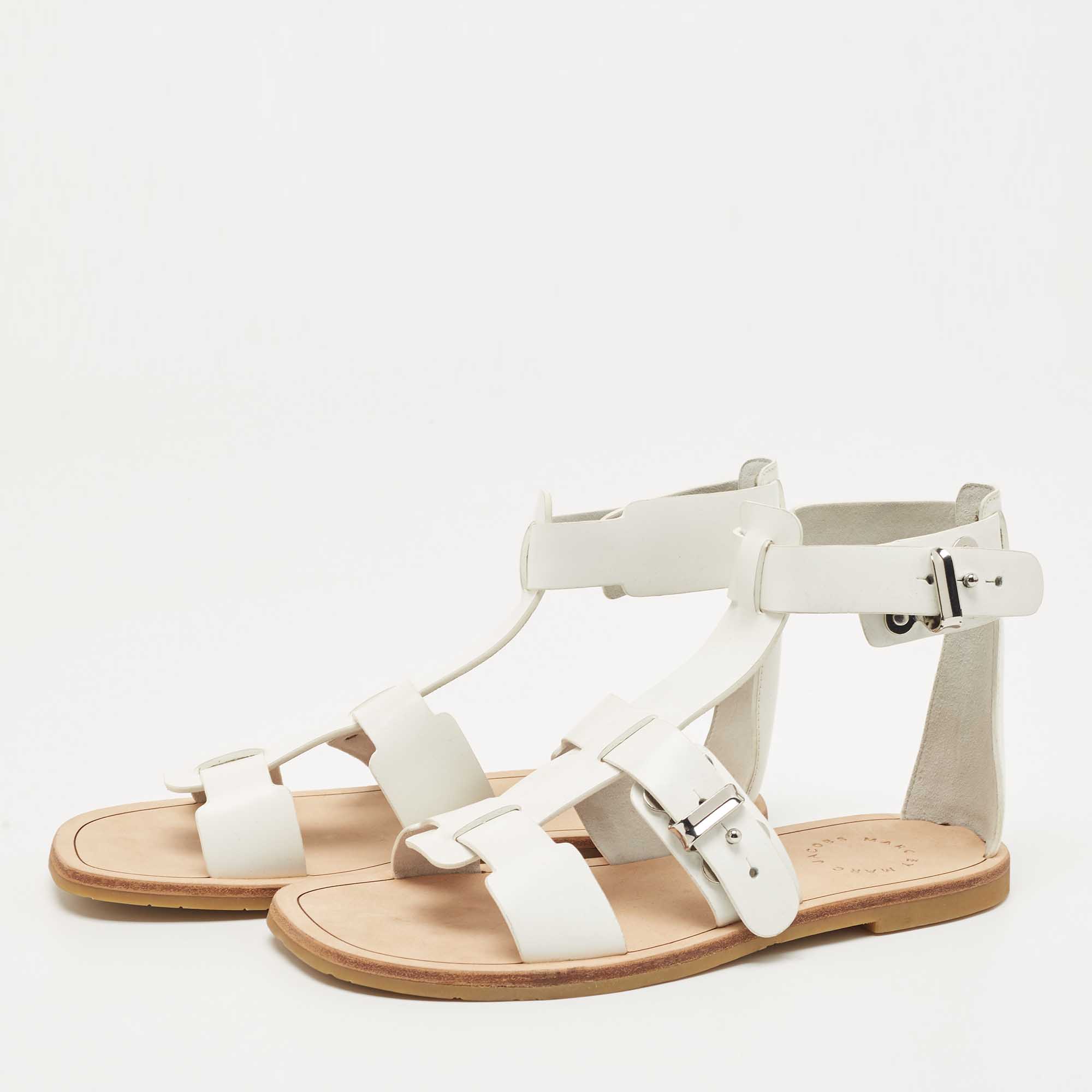 

Marc by Marc Jacobs White Leather Ankle Strap Sandals Size