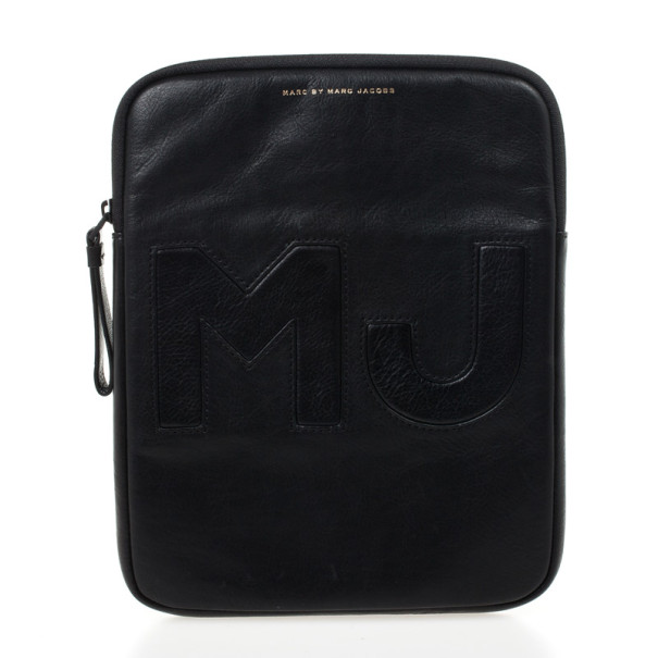 Pre Owned Marc by Marc Jacobs Black Leather Big Jac iPad Case
