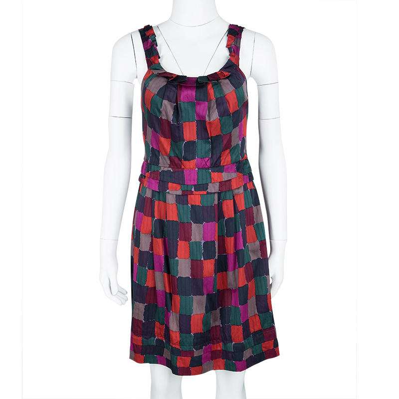 

Marc by Marc Jacobs Multicolor Printed Cotton Tumbling Blocks Dress