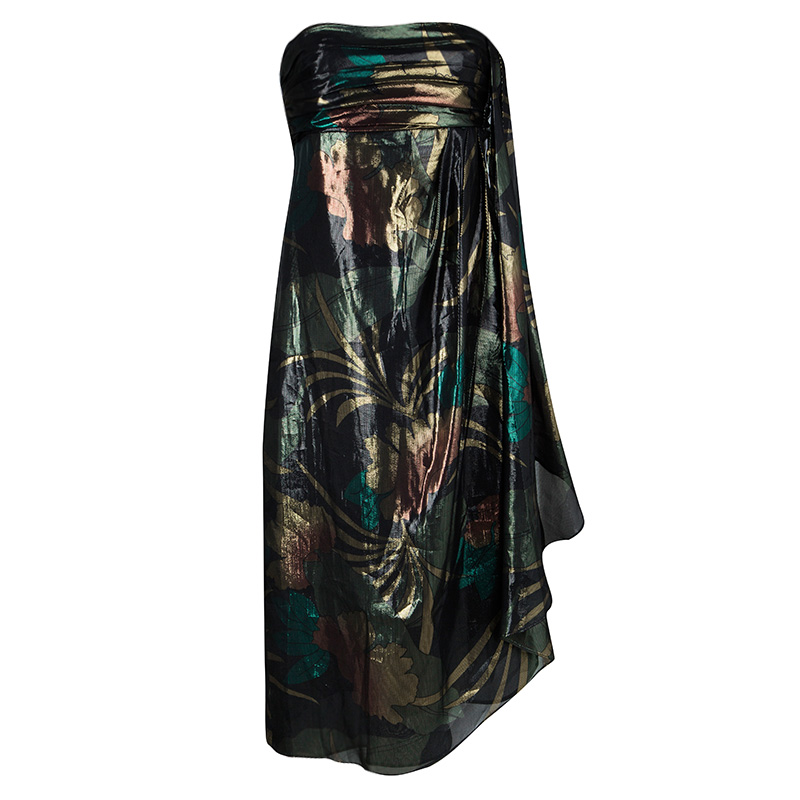 Pre Owned فستان مارك باي مارك جاكوبس بلا أكمام لاميه ميموسا درابيه لوريكس حرير ميتالك S