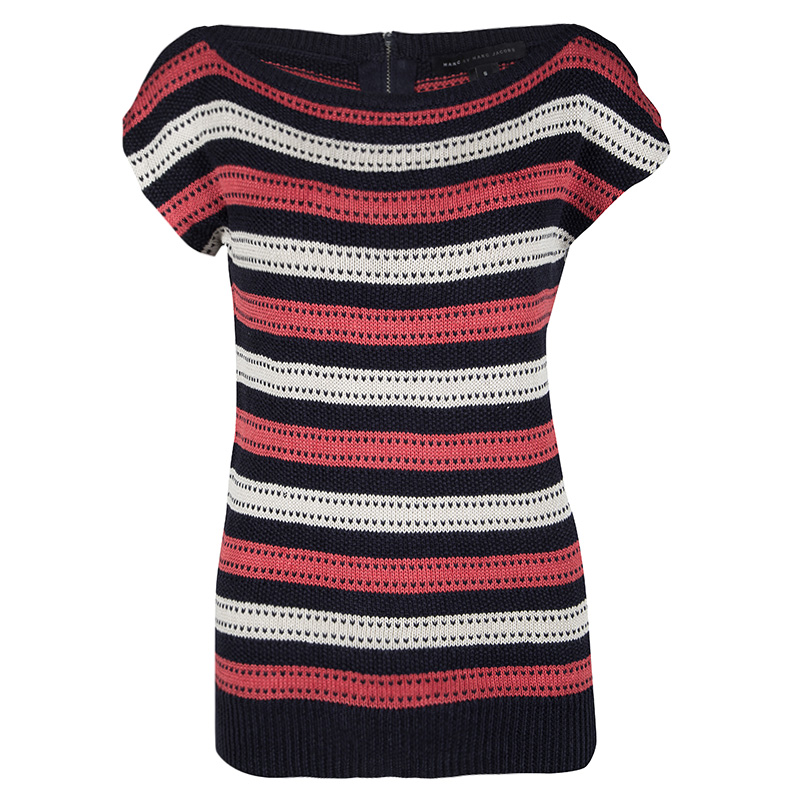 Pre Owned Marc By Marc Jacobs Multicolor Kay Striped Linen Blend Knit Top S