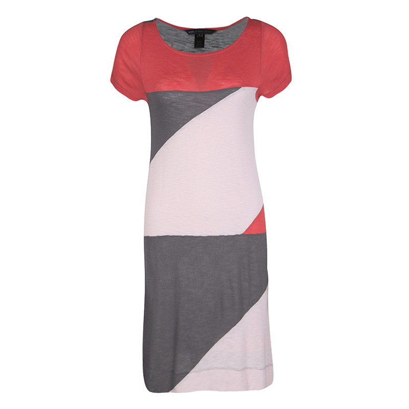 Pre Owned Marc by Marc Jacobs Color Block Tanya Slub Jersey Dress S