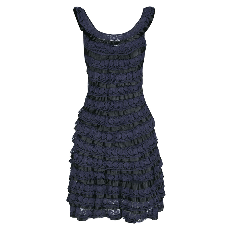 Marc by Marc Jacobs Navy Blue Lace Tiered Dress XS