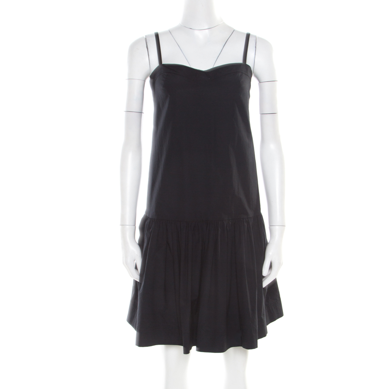 Marc by Marc Jacobs Shadow Black Cotton Drop Waist Strappy Dress M