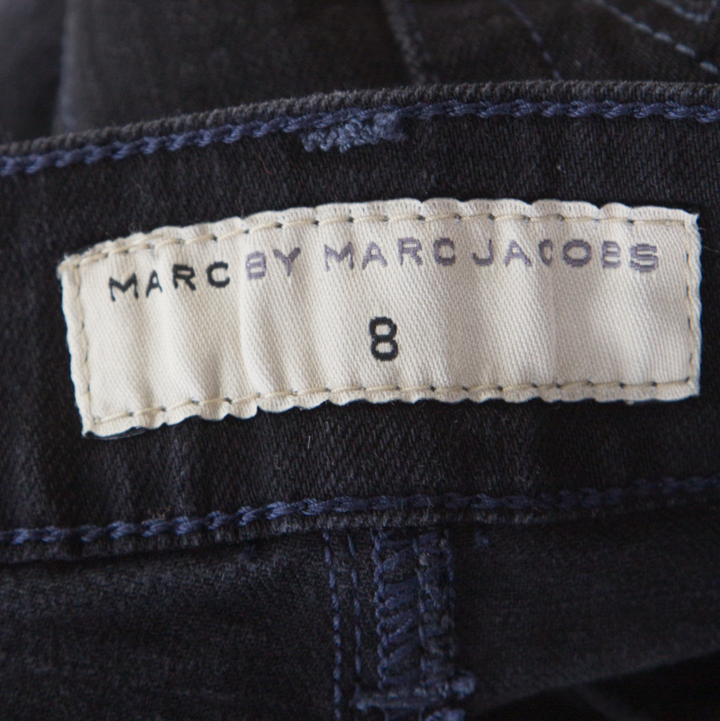 Pre-owned Marc By Marc Jacobs Black Washed Denim Slit Detail Skirt M