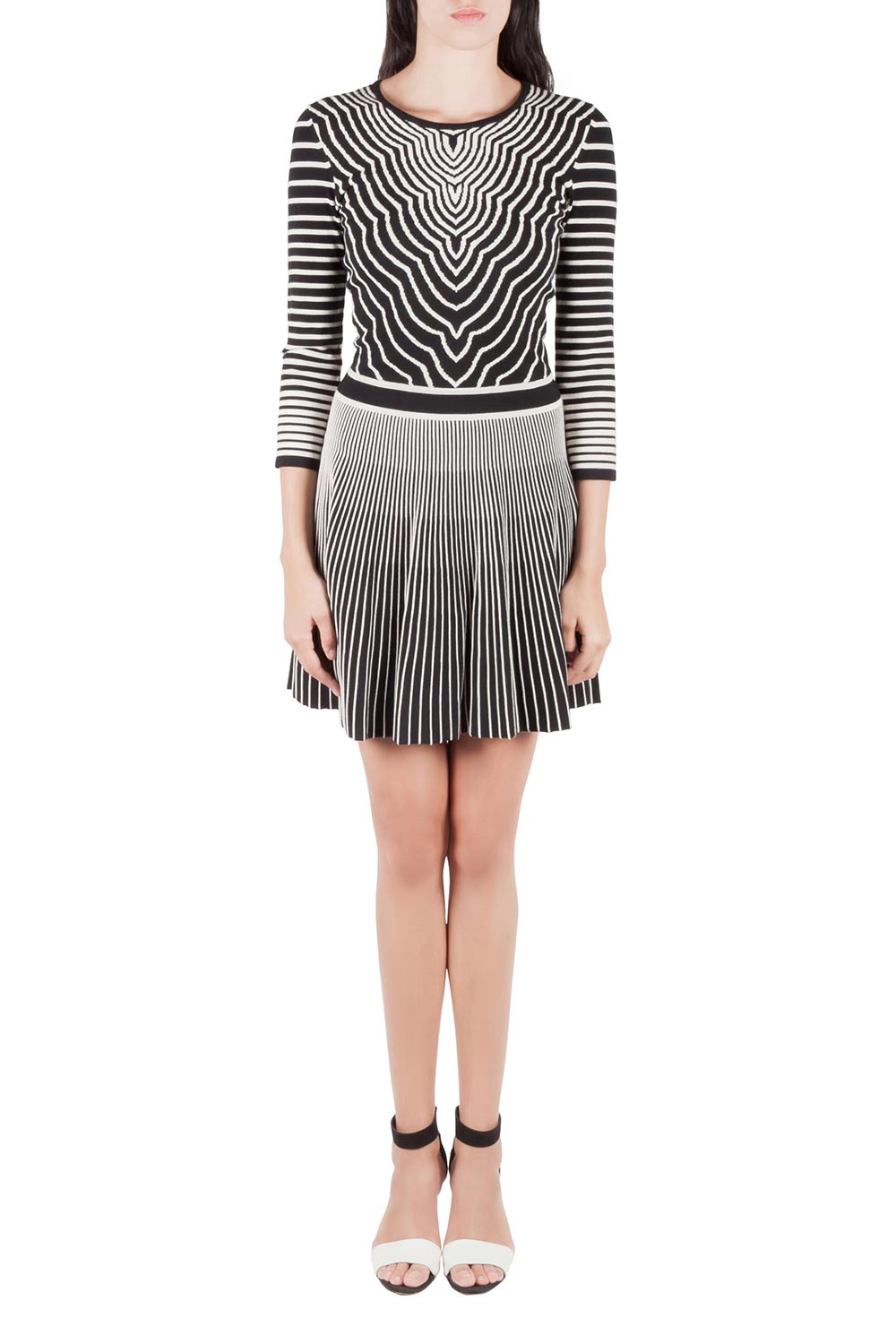 Pre Owned Marc by Marc Jacobs Black Radio Waves Intarsia A Line Dress XS