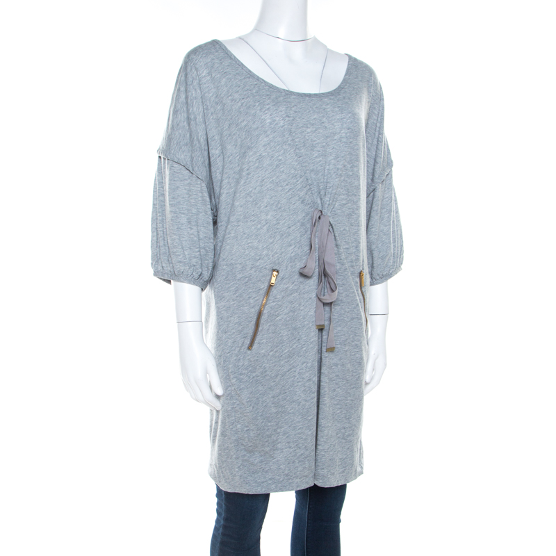 

Marc by Marc Jacobs Grey Jersey Front Tie Detail Long Top