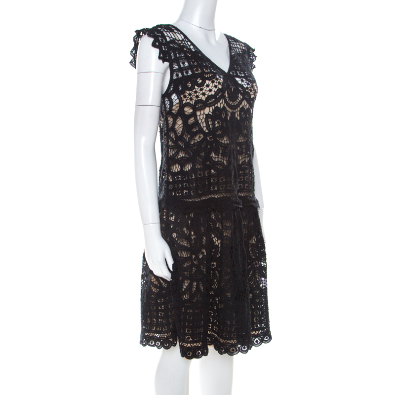 

Marc by Marc Jacobs Black Crochet Lace Sleeveless Short Dress