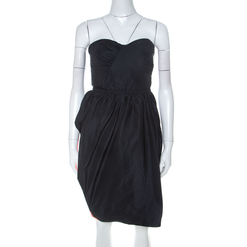 Pre Owned Marc by Marc Jacobs Black Corset Bodice Asymmetric Peg Ellsworth Strapless Dress M