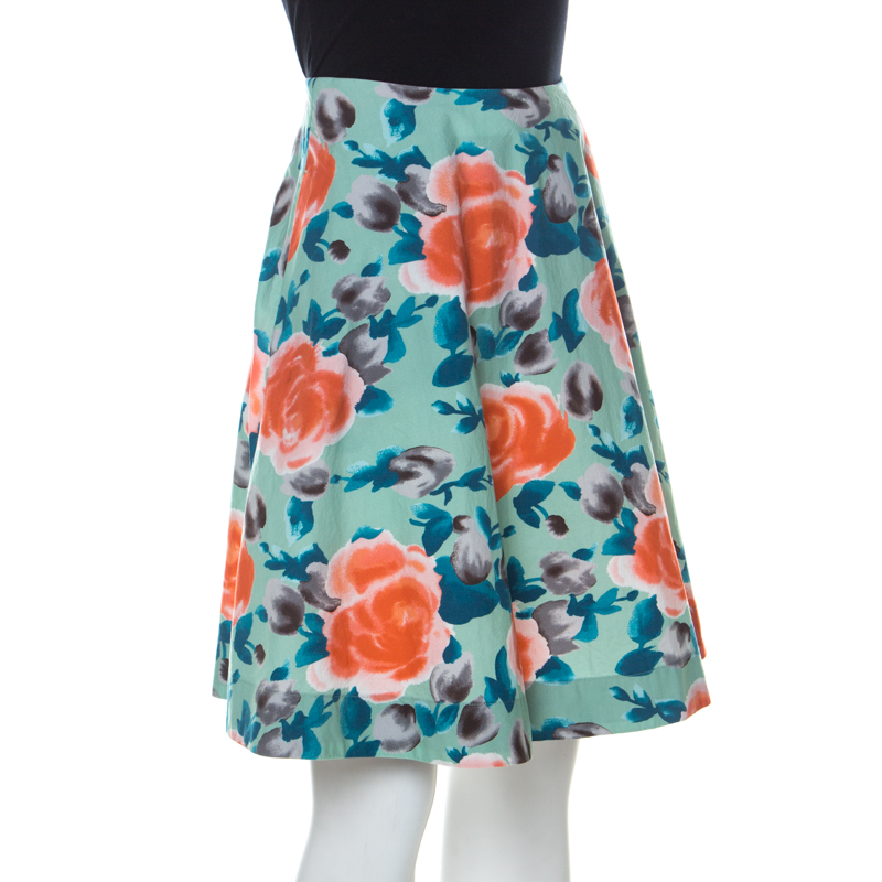 

Marc by Marc Jacobs Multicolor Rose Printed Cotton Poplin Jerrie Skirt