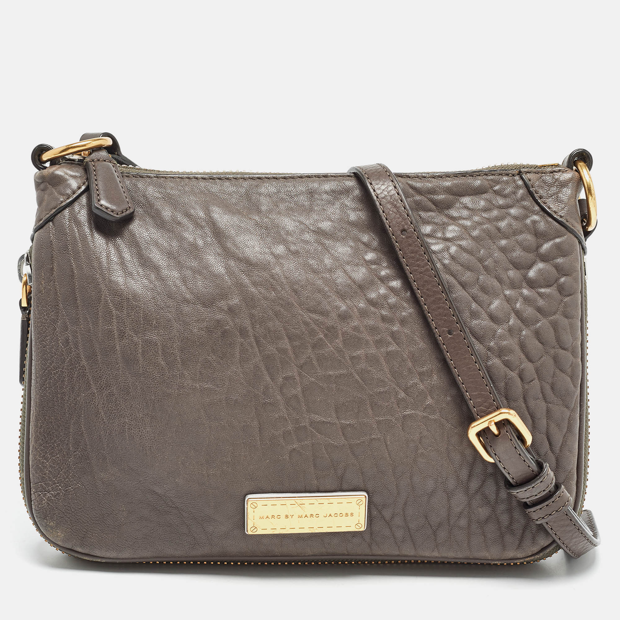 

Marc by Marc Jacobs Grey Leather Wash Up Nash Zip Crossbody Bag