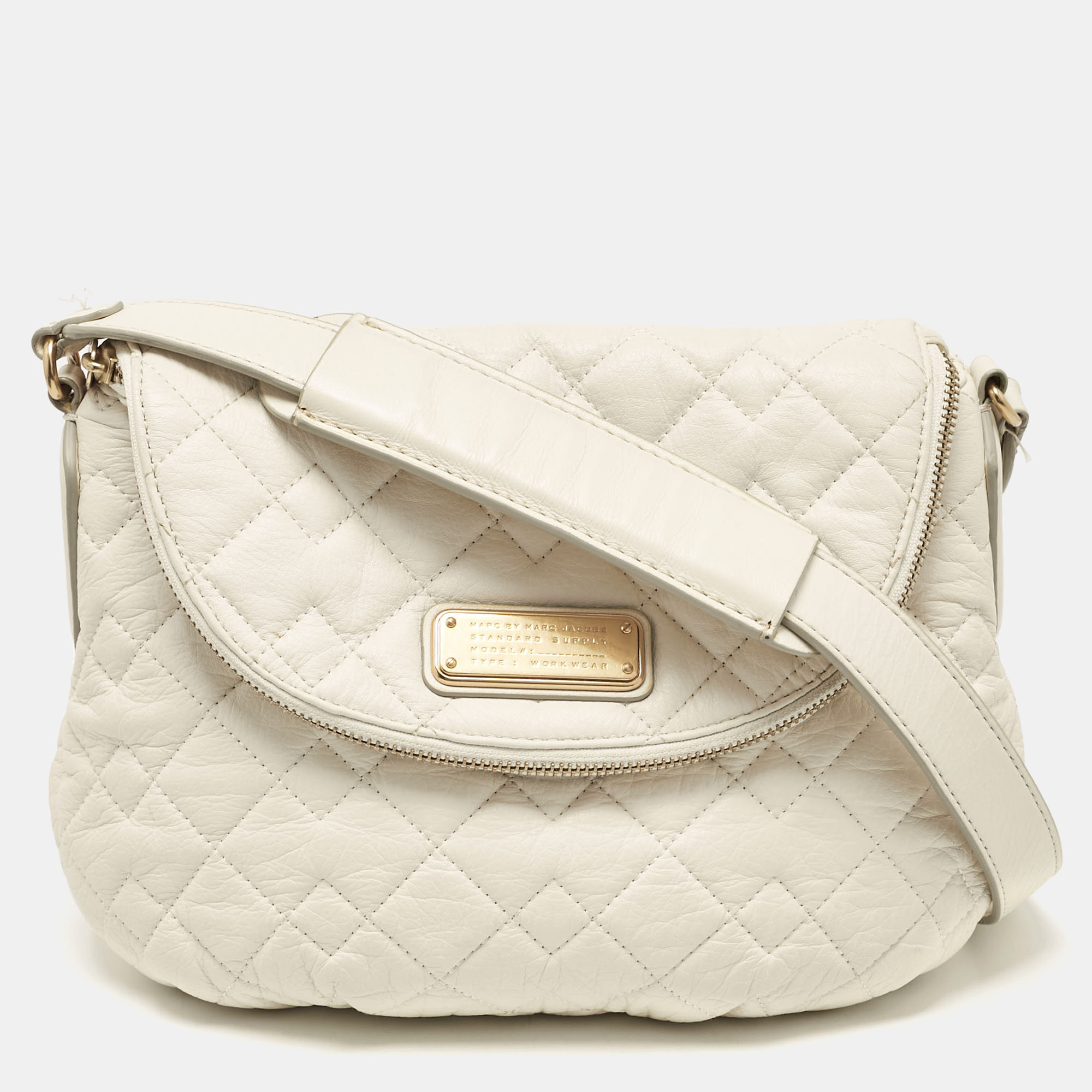 

Marc by Marc Jacobs Off White Quilted Leather Classic Q Natasha Crossbody Bag