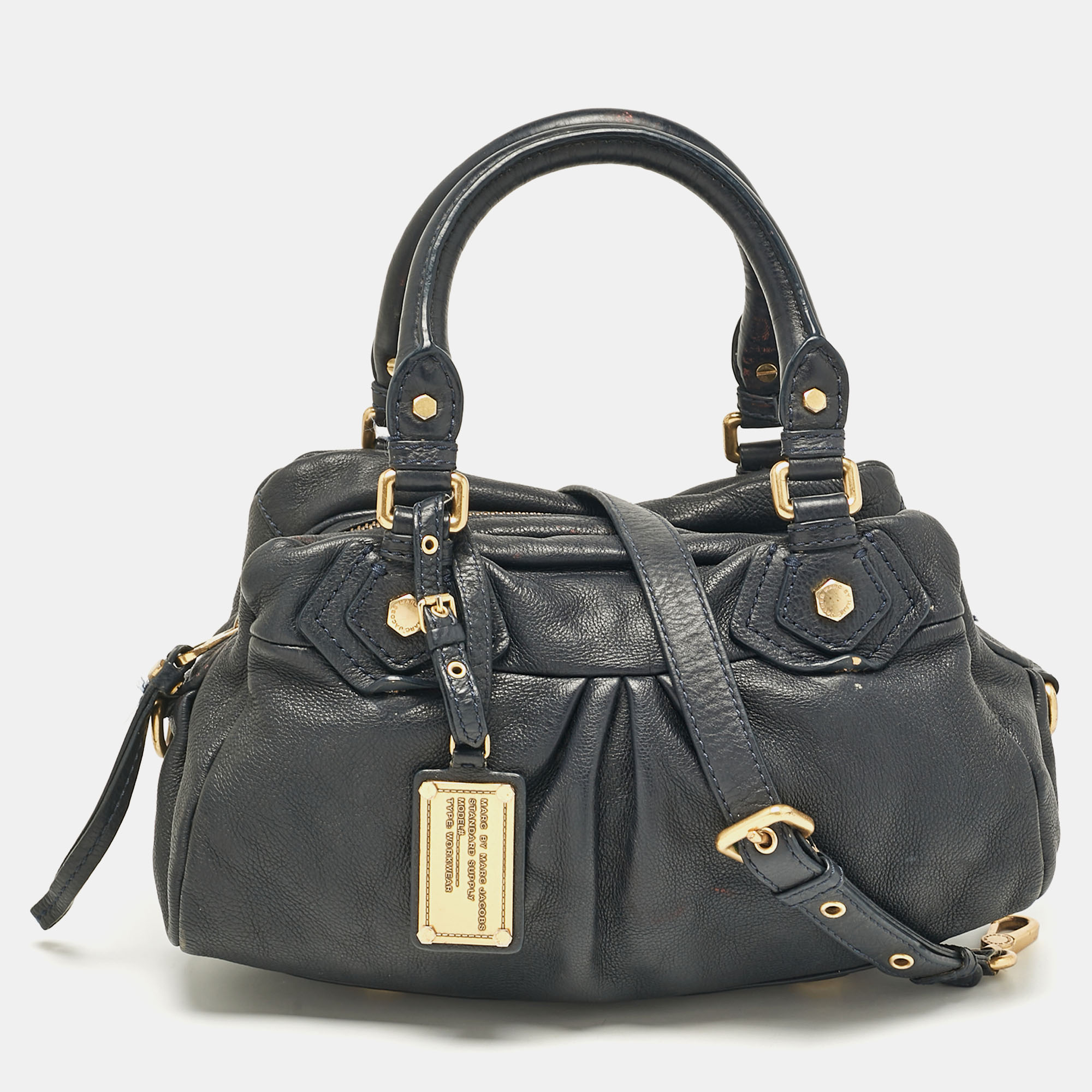 

Marc by Marc Jacobs Navy Blue Leather Classic Q Baby Aidan Satchel