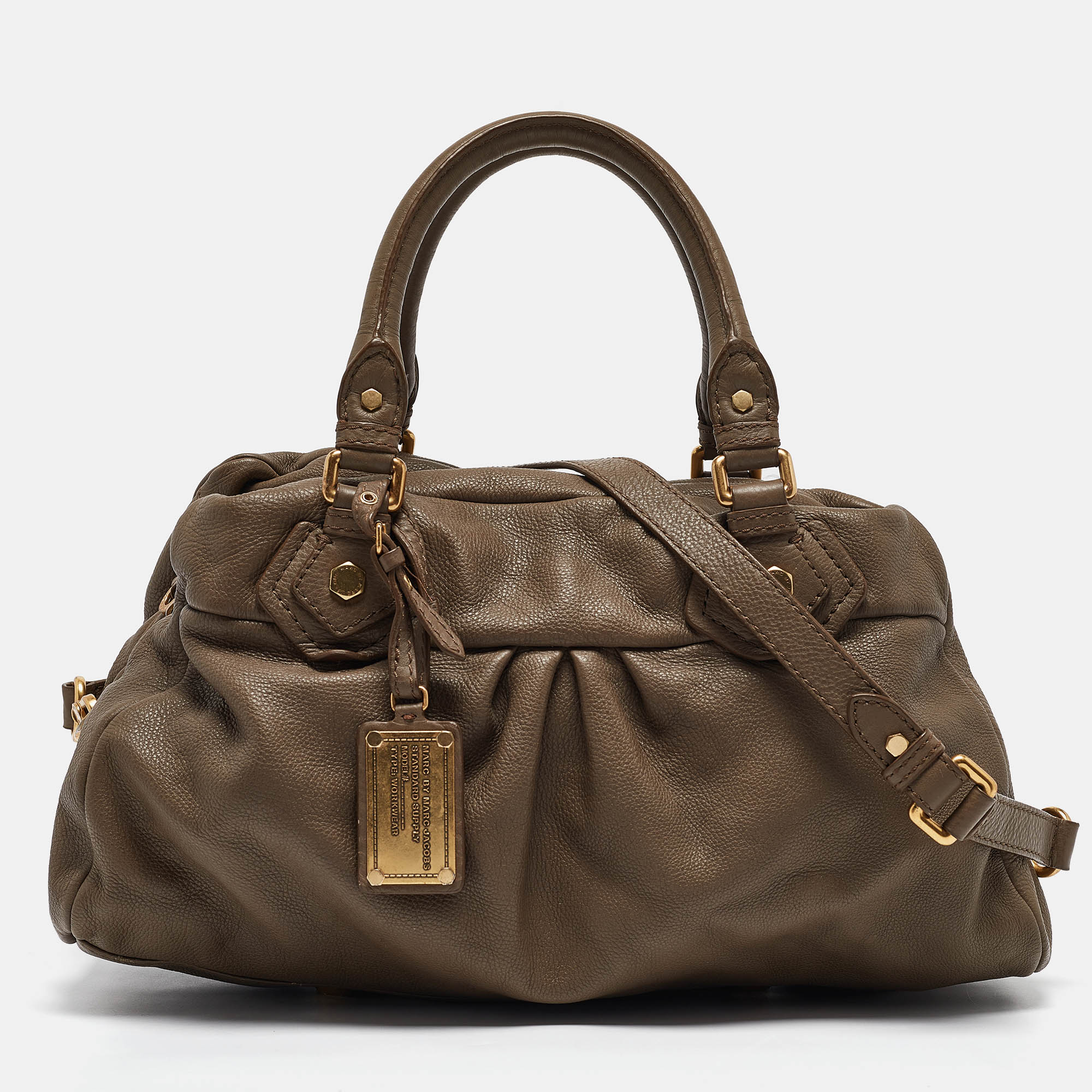 

Marc by Marc Jacobs Beige Leather Classic Q Baby Aidan Satchels