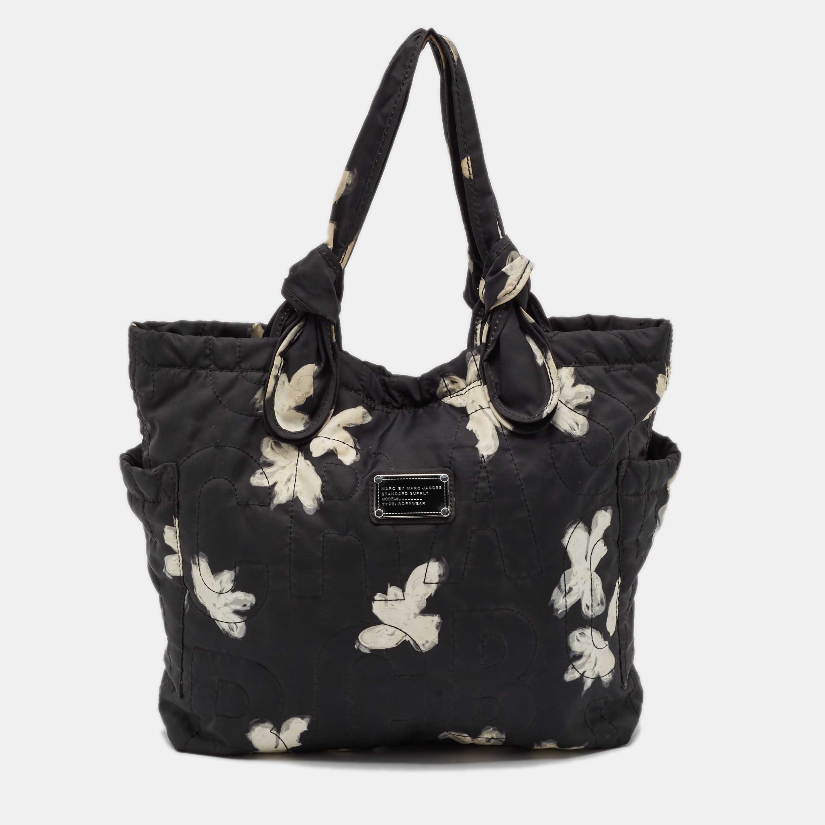 

Marc by Marc Jacobs Black/White Nylon Floral Pretty Tate Tote