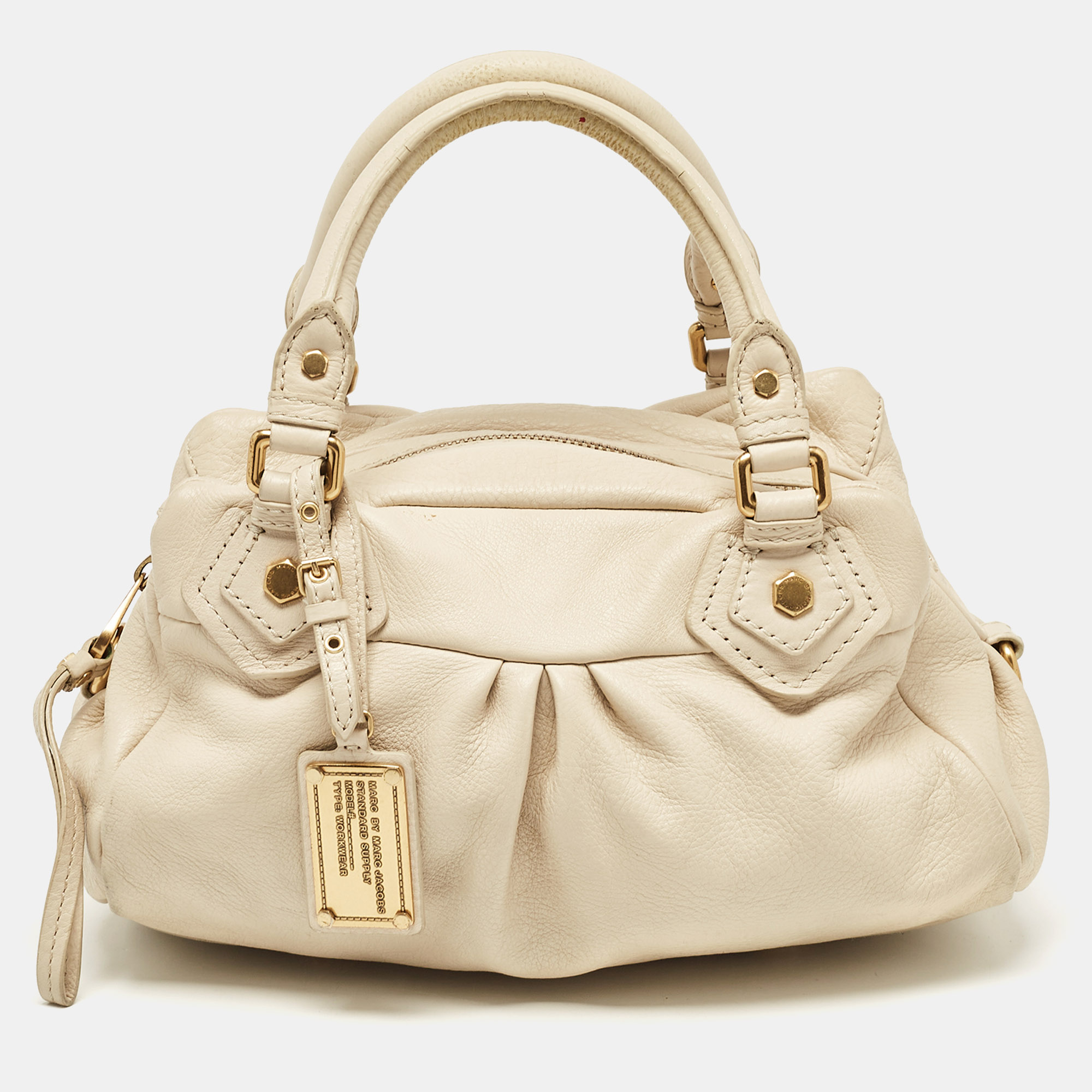 

Marc by Marc Jacobs Off White Leather Classic Q Baby Groovee Satchel