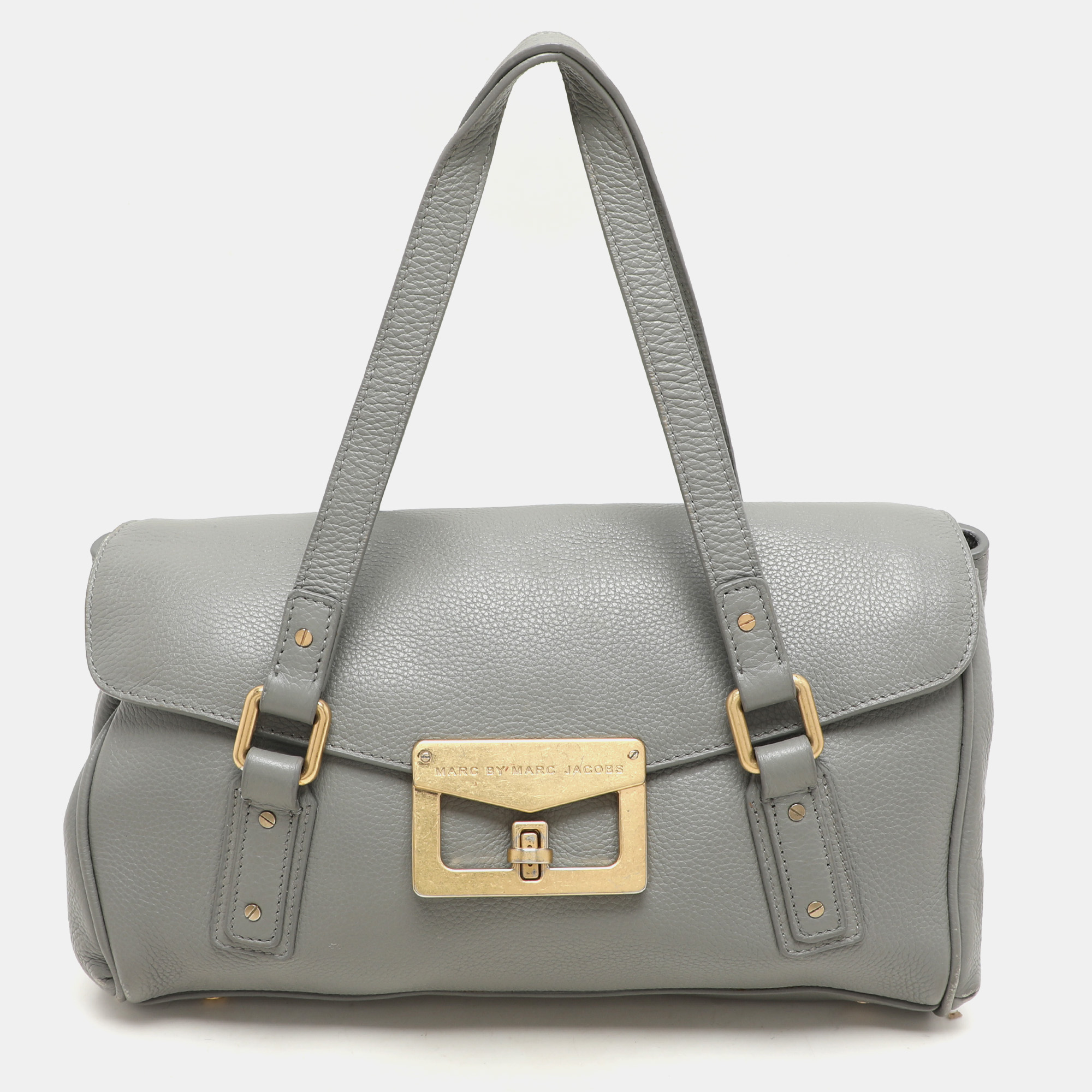 

Marc by Marc Jacobs Grey Leather Turn Lock Flap Satchel