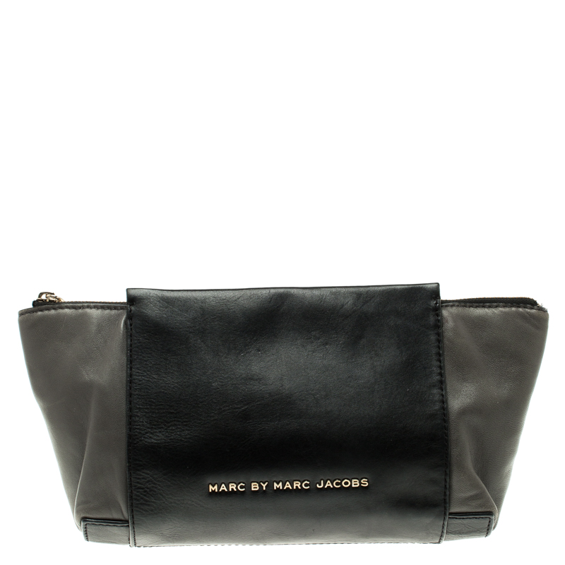 Pre Owned حقيبة كلتش مارك باي مارك جاكوبس بورغ بوكسر جلد رمادية/ سوداء