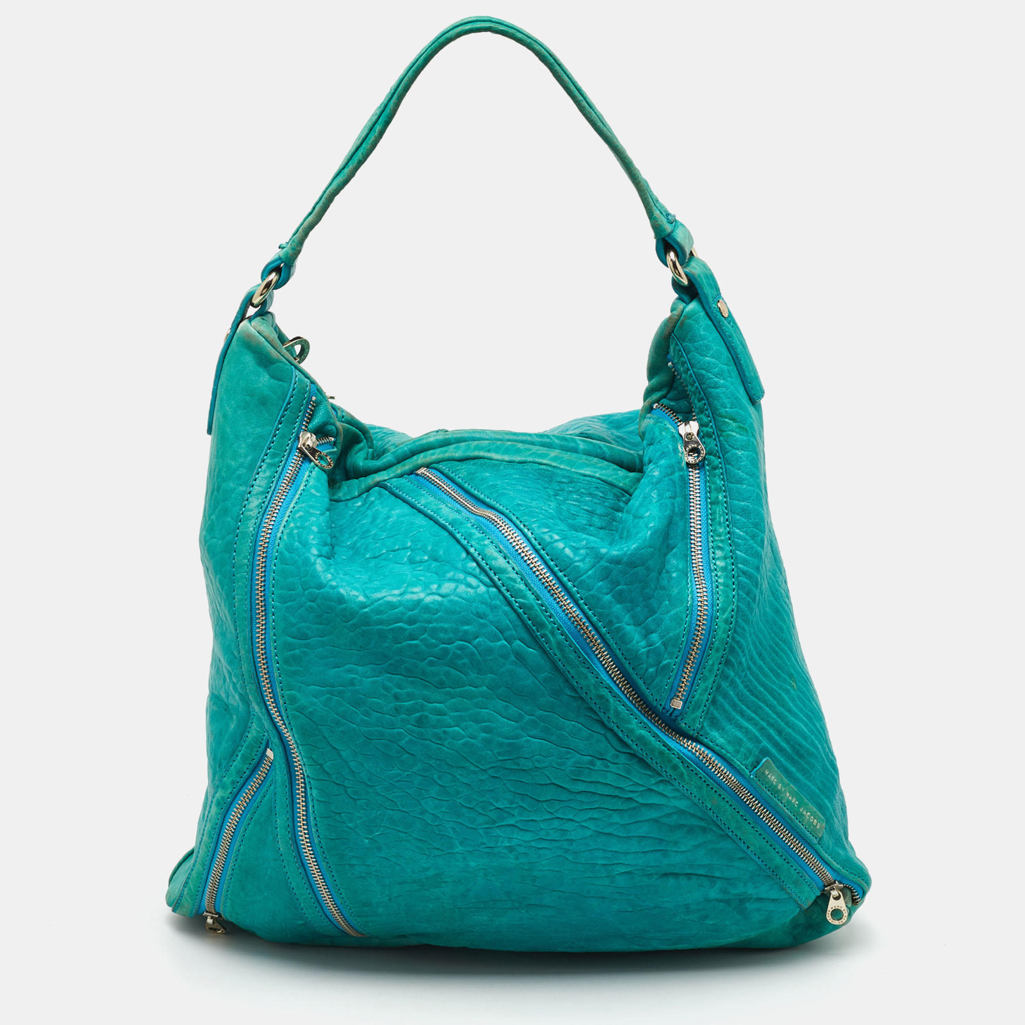 

Marc by Marc Jacobs Blue Leather Leola Zipper Detail Hobo