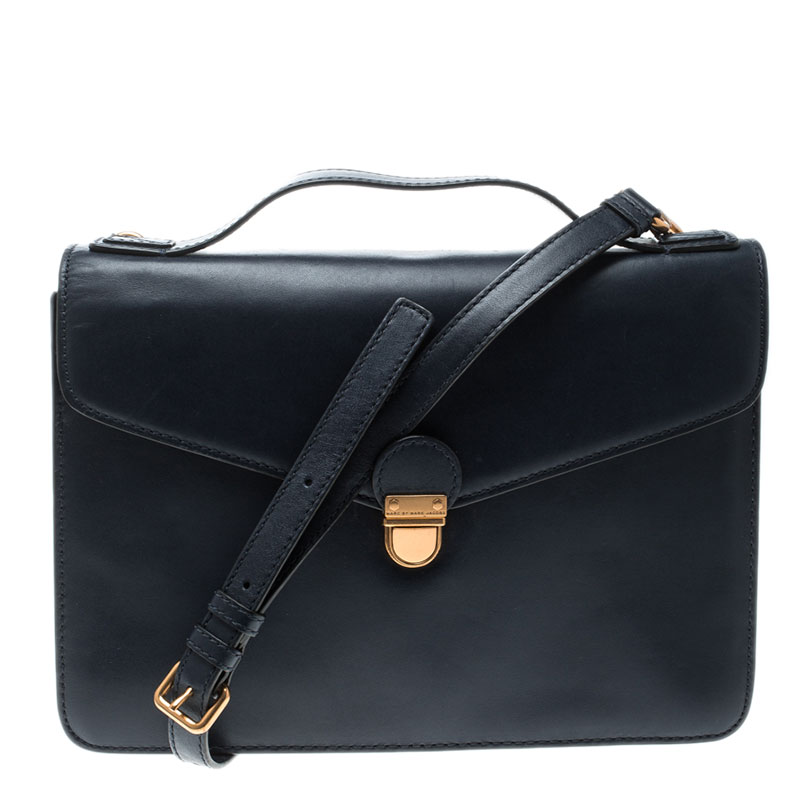Marc by Marc Jacobs Navy Blue Leather Chicret Top Handle Satchel