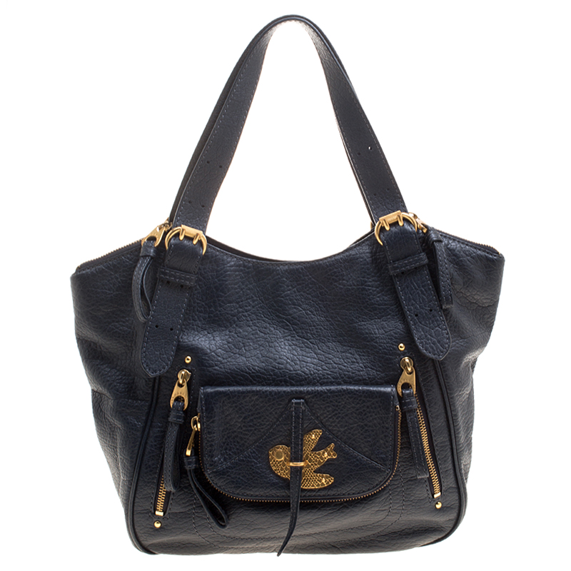 مملوكة مسبقًا Marc by Marc Jacobs Navy Blue Leather Petal To The Metal Hobo