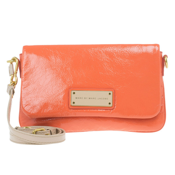 Pre Owned Marc by Marc Jacobs Orange Glazed Leather Percy Crossbody