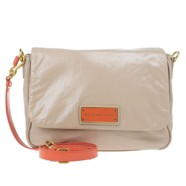 Pre Owned Marc by Marc Jacobs Taupe Glazed Leather Lea Crossbody