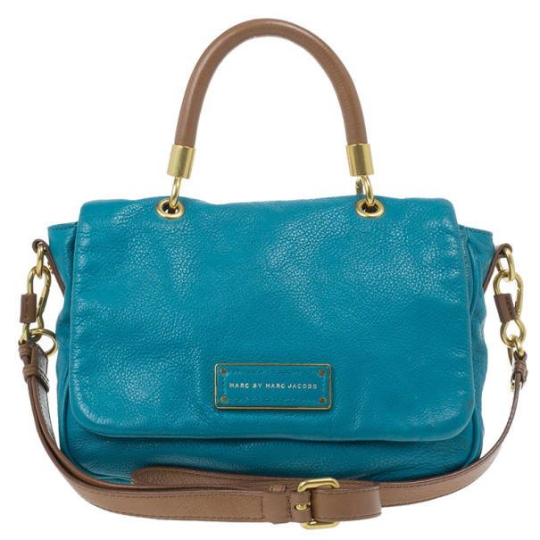 Pre Owned Marc by Marc Jacobs Blue Leather Too Hot To Handle Top Handle Bag