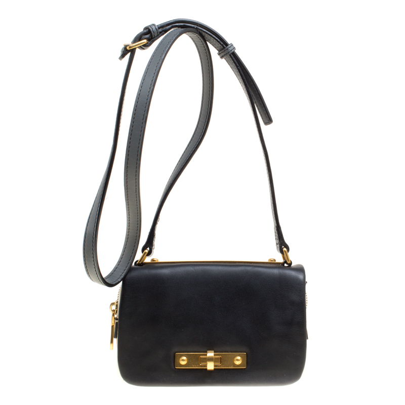مملوكة مسبقًا Marc by Marc Jacobs White/Black Leather Flap Crossbody Bag