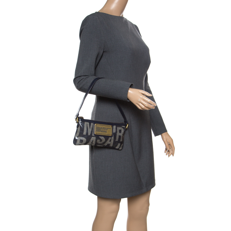 

Marc by Marc Jacobs Blue Coated Canvas and Leather Pouch
