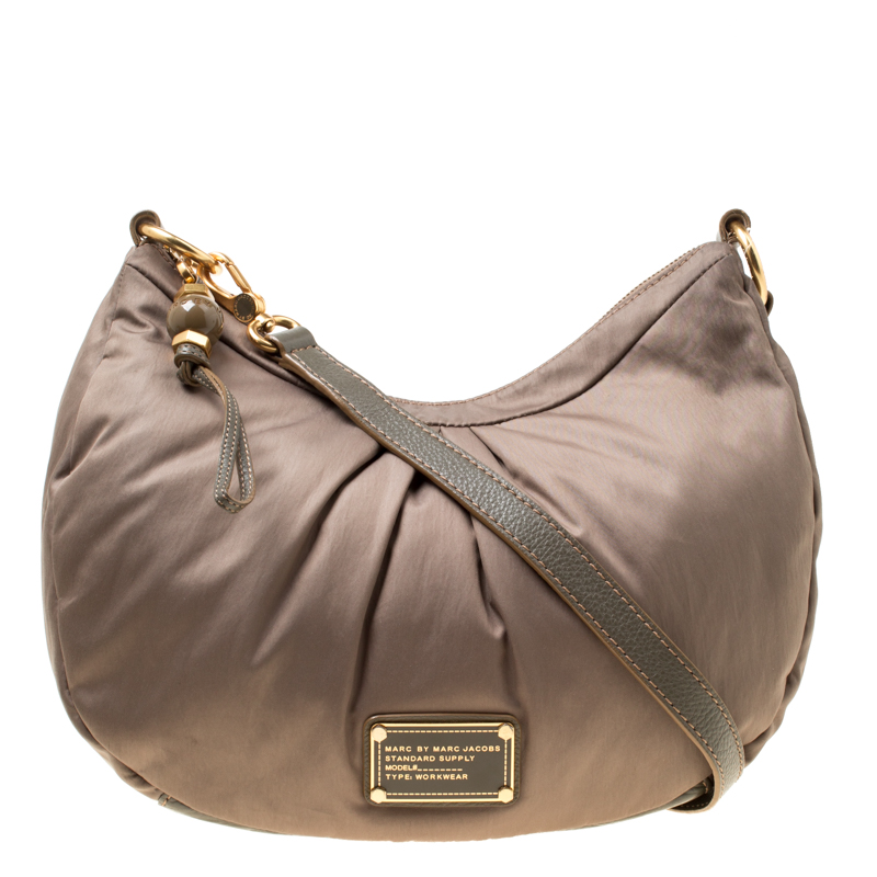 مملوكة مسبقًا حقيبة كتف مارك باي مارك جاكوبس جلد وقماش خضراء كاكية