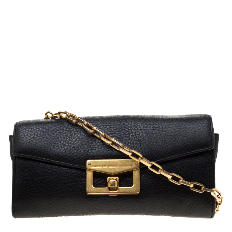 Marc by Marc Jacobs Black Leather Bianca Continental Wallet On Chain  