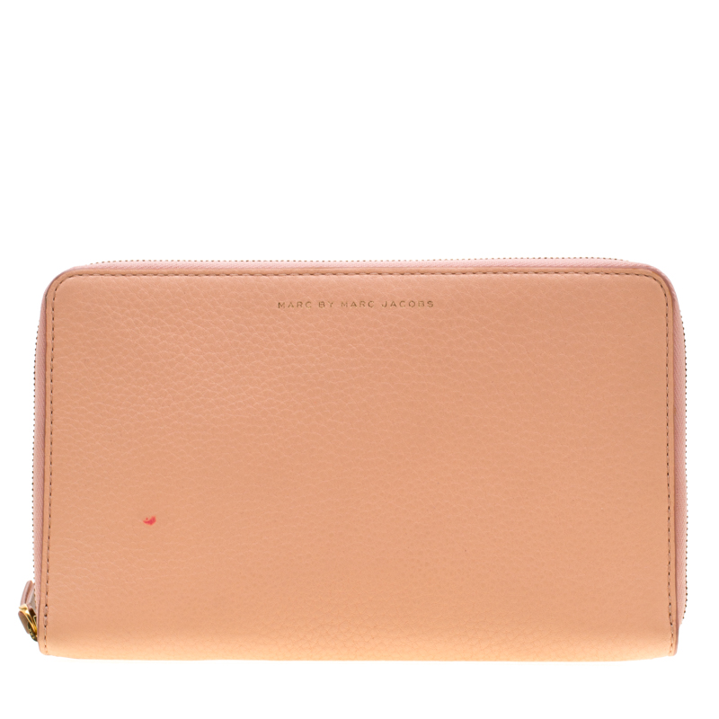 Marc by Marc Jacobs Peach/Brown Leather Organizer Zippy Wallet