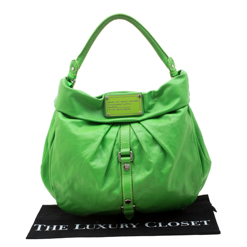 Pre-owned Marc By Marc Jacobs Neon Green Leather Workwear Hobo