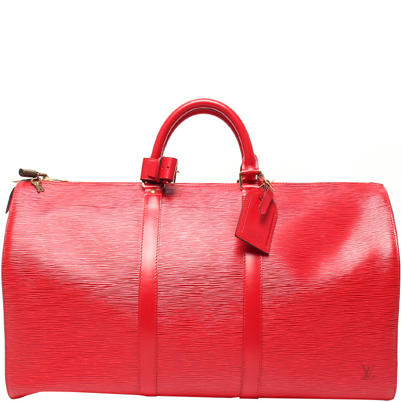 Louis Vuitton Red Epi Leather Keepall 50 Bag