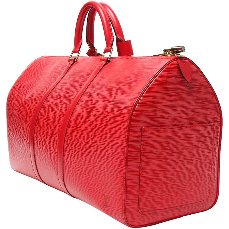 

Louis Vuitton Red Epi Leather Keepall 50 Bag