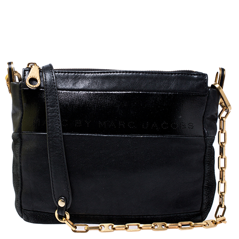 Pre Owned Marc by Marc Jacobs Black Leather and Nubuck Crossbody Bag