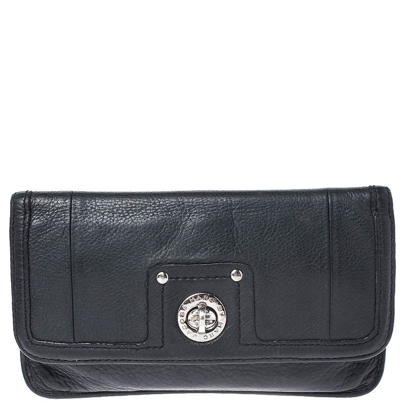 Marc by Marc Jacobs Black Leather Turnlock Flap Wallet
