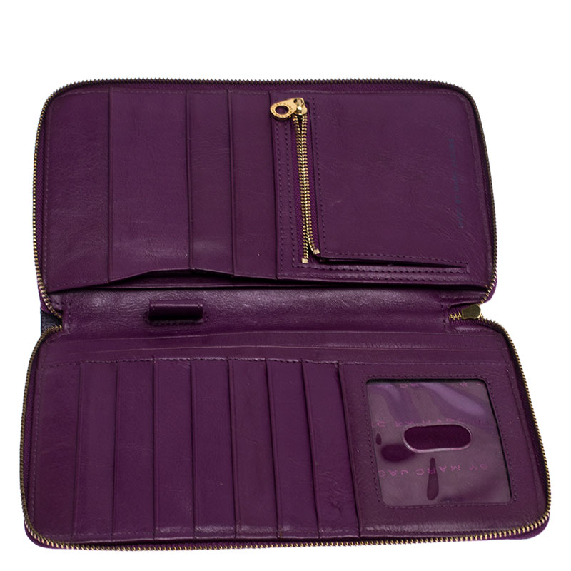 

Marc by Marc Jacobs Purple Leather Organizer Zippy Wallet