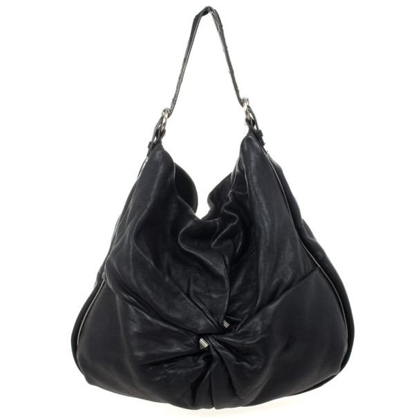 Pre Owned Marc by Marc Jacobs Black Leather Twisted Knot Hobo