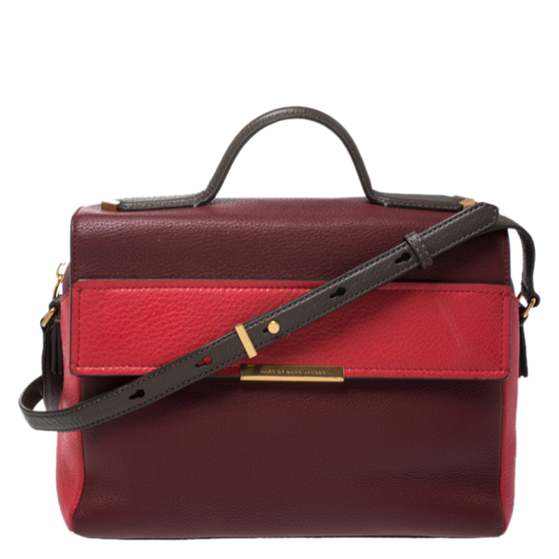 Pre Owned Marc by Marc Jacobs Tri Color Leather Flap Top Handle Bag