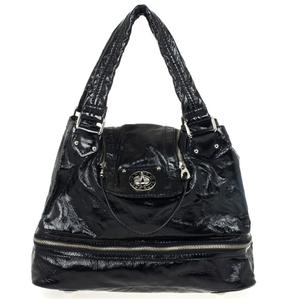 Pre Owned Marc by Marc Jacobs Black Patent Posh Super K Tote