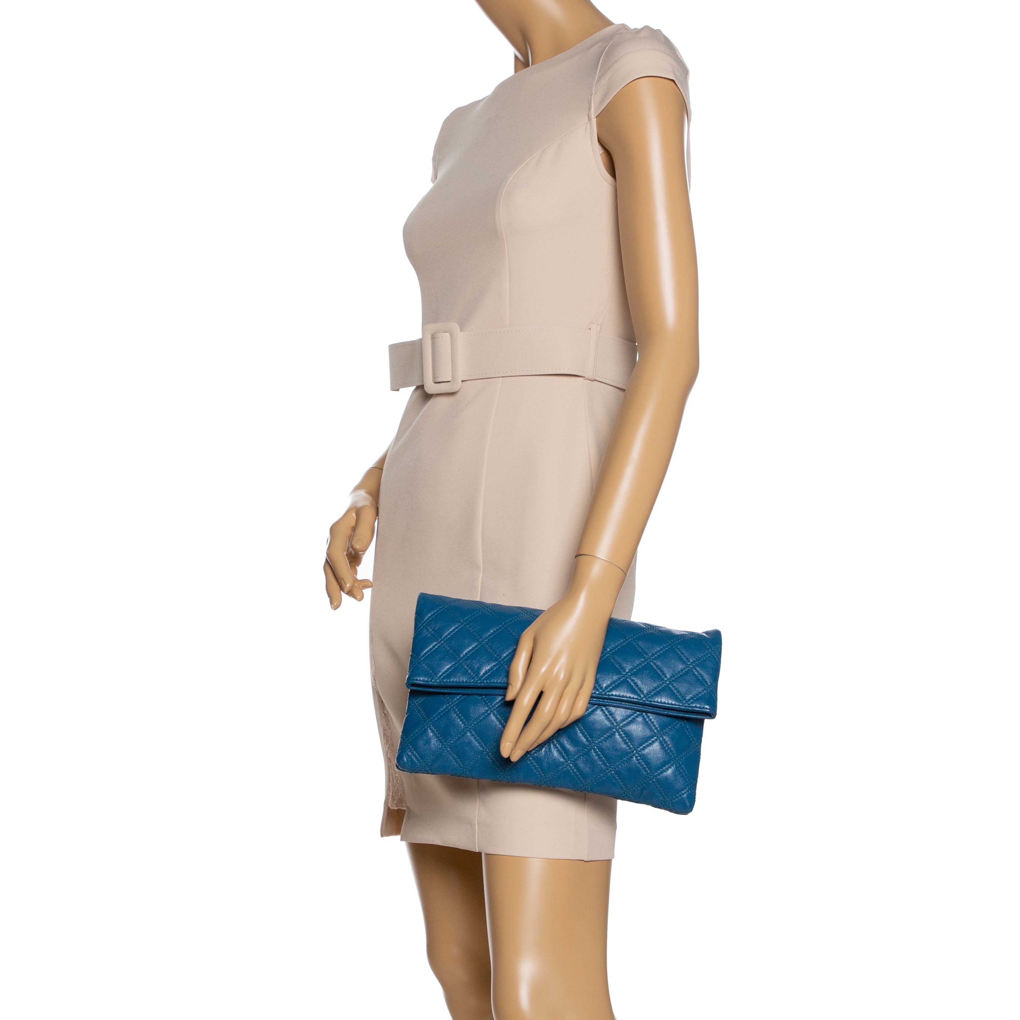 

Marc by Marc Jacobs Blue Quilted Leather Large Eugenie Clutch