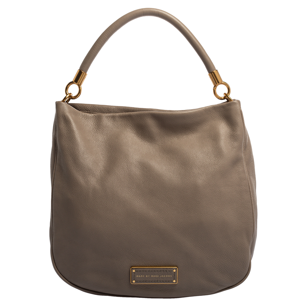 Pre Owned Marc by Marc Jacobs Taupe Soft Grained Leather Too Hot to Handle Hobo