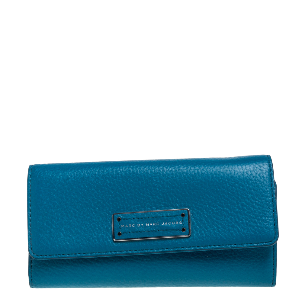 Pre-owned Marc By Marc Jacobs Blue Leather Flap Continental Wallet