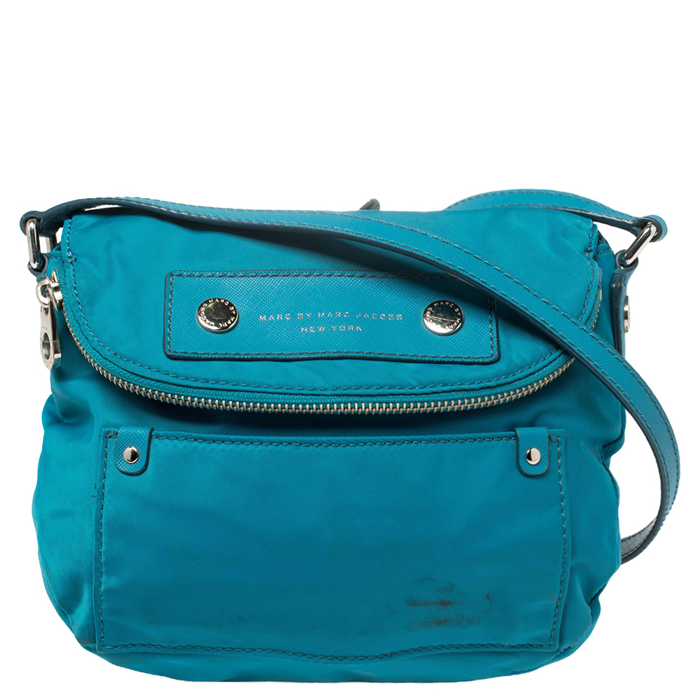 Pre-owned Marc By Marc Jacobs Teal Preppy Natasha Crossbody Bag In Blue