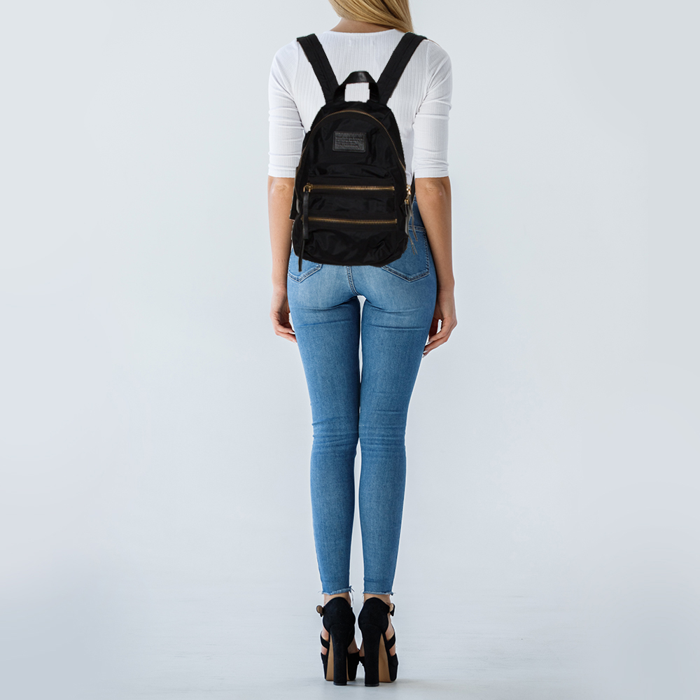 

Marc by Marc Jacobs Black Nylon and Leather Biker Backpack