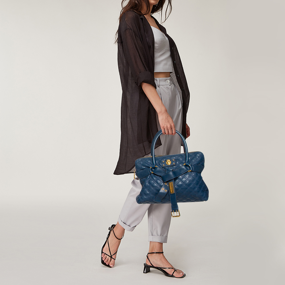 

Marc Jacobs Blue Quilted Leather Bruna Belted Tote