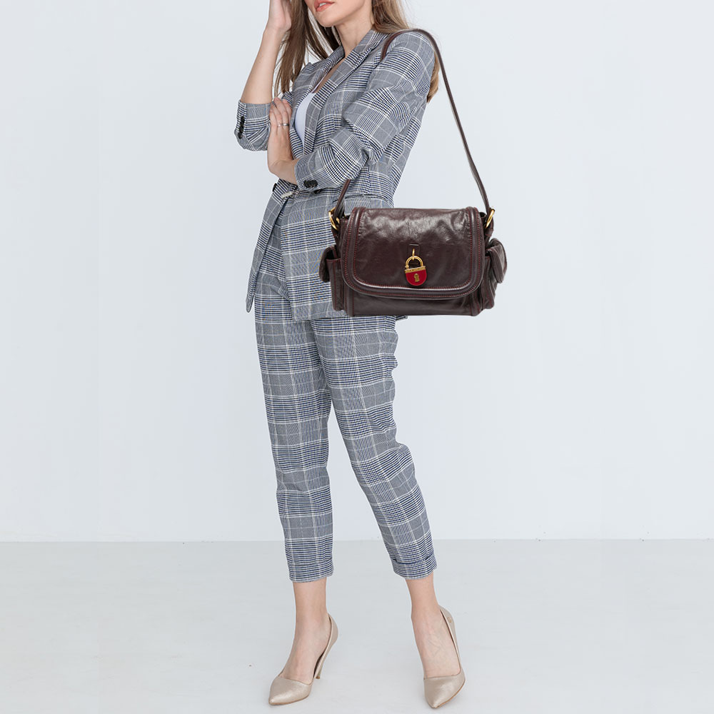 

Marc by Marc Jacobs Burgundy Leather Side Pocket Flap Shoulder Bag